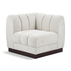 Quinn Cream Chenille Fabric Corner Chair