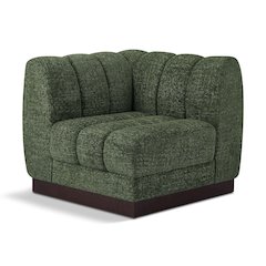 Quinn Green Chenille Fabric Corner Chair