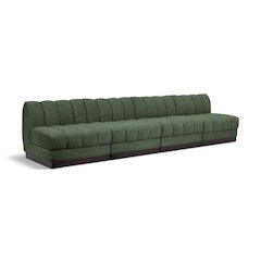 Quinn Green Chenille Fabric Modular Sofa