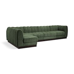 Quinn Green Chenille Fabric Modular Sectional