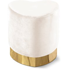 Heart Cream Velvet Ottoman/Stool