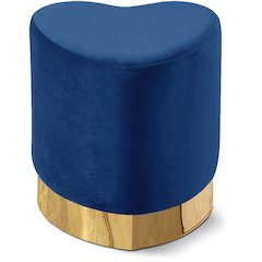 Heart Navy Velvet Ottoman/Stool