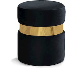 Hailey Black Velvet Ottoman/Stool