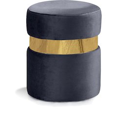Hailey Grey Velvet Ottoman/Stool