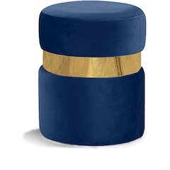 Hailey Navy Velvet Ottoman/Stool