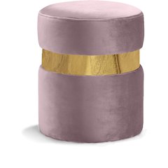 Hailey Pink Velvet Ottoman/Stool