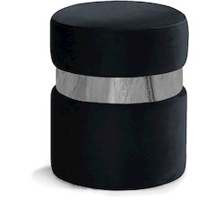 Hailey Black Velvet Ottoman/Stool