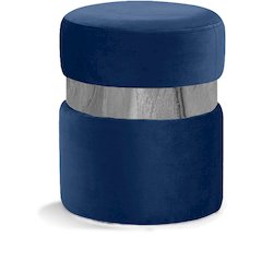 Hailey Navy Velvet Ottoman/Stool