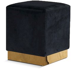 Jax Black Velvet Ottoman/Stool