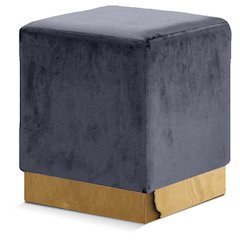 Jax Grey Velvet Ottoman/Stool