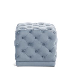 Stella Sky Blue Velvet Ottoman/Stool