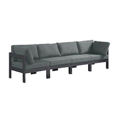Gray Fabric Outdoor Modular Sofa With Contemporary Style And Cushioned Seating