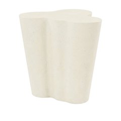 Cream Concrete And Fiberglass Indoor Outdoor End Table With Art Deco Style