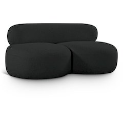 Venti Black Boucle Fabric Loveseat