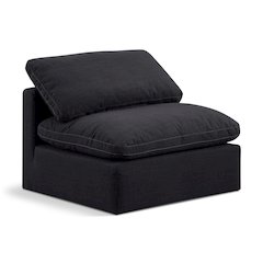 Indulge Black Linen Textured Fabric Armless Chair