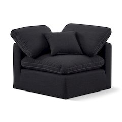 Indulge Black Linen Textured Fabric Corner Chair