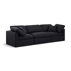 Indulge Black Linen Textured Fabric Modular Sofa