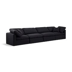Indulge Black Linen Textured Fabric Modular Sofa