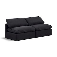 Indulge Black Linen Textured Fabric Modular Sofa