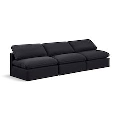 Indulge Black Linen Textured Fabric Modular Sofa