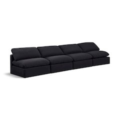 Indulge Black Linen Textured Fabric Modular Sofa