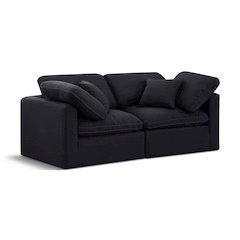 Indulge Black Linen Textured Fabric Modular Sofa