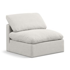 Indulge Cream Linen Textured Fabric Armless Chair