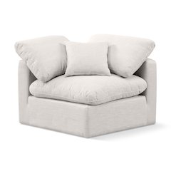 Indulge Cream Linen Textured Fabric Corner Chair