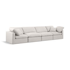 Indulge Cream Linen Textured Fabric Modular Sofa