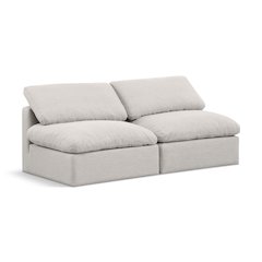 Indulge Cream Linen Textured Fabric Modular Sofa