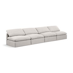 Indulge Cream Linen Textured Fabric Modular Sofa