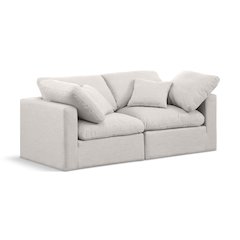 Indulge Cream Linen Textured Fabric Modular Sofa