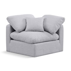 Indulge Grey Linen Textured Fabric Corner Chair