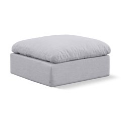Indulge Grey Linen Textured Fabric Ottoman