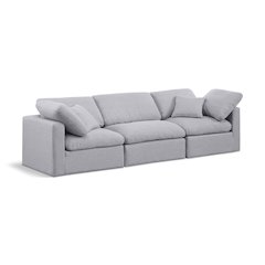 Indulge Grey Linen Textured Fabric Modular Sofa