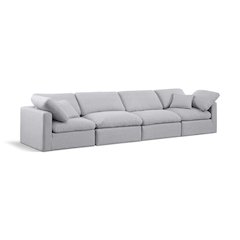 Indulge Grey Linen Textured Fabric Modular Sofa