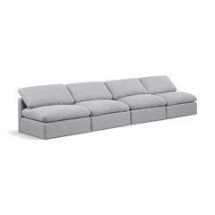Indulge Grey Linen Textured Fabric Modular Sofa