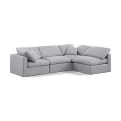 Indulge Grey Linen Textured Fabric Modular Sectional