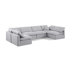 Indulge Grey Linen Textured Fabric Modular Sectional