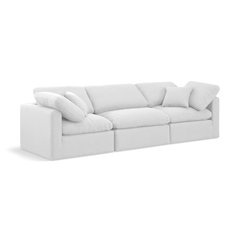Indulge White Linen Textured Fabric Modular Sofa