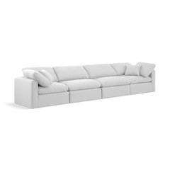 Indulge White Linen Textured Fabric Modular Sofa