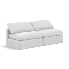 Indulge White Linen Textured Fabric Modular Sofa