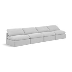 Indulge White Linen Textured Fabric Modular Sofa