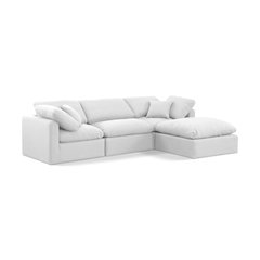 Indulge White Linen Textured Fabric Modular Sectional
