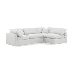 Indulge White Linen Textured Fabric Modular Sectional