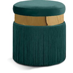 Yasmine Green Velvet Ottoman/Stool
