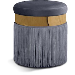Yasmine Grey Velvet Ottoman/Stool