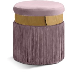Yasmine Pink Velvet Ottoman/Stool