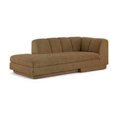 Modari Brown Fabric Upholstered Right Arm Chaise