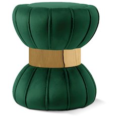 Vino Green Velvet Ottoman/Stool